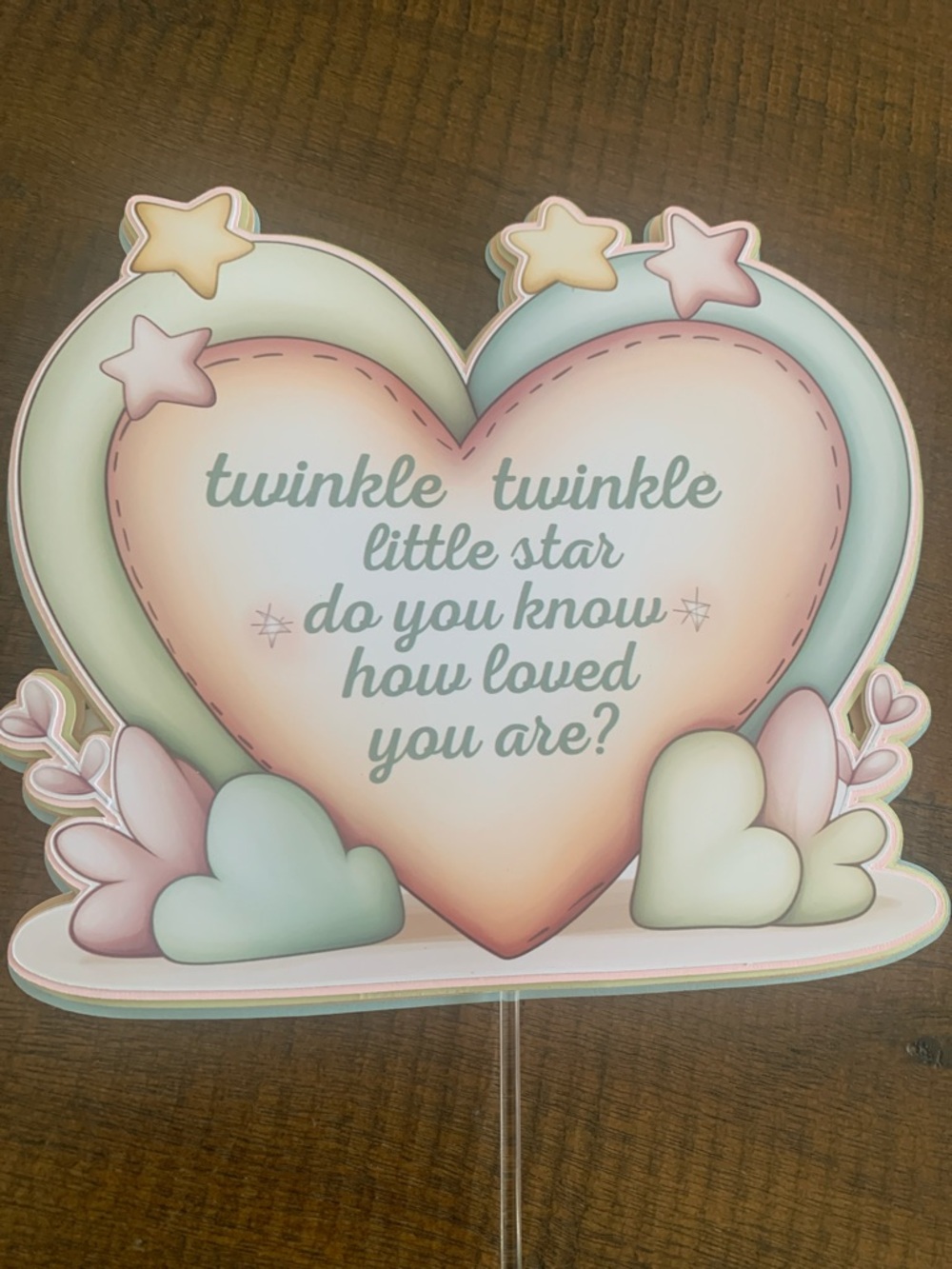 Twinkle Twinkle Little Star Pastel Heart Party Sign - Baby Shower Decoration